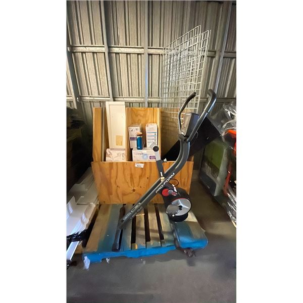 PALLET OF WATERPIK FLOSSERS, PRO-FORM EXERCISE BIKE AND MORE