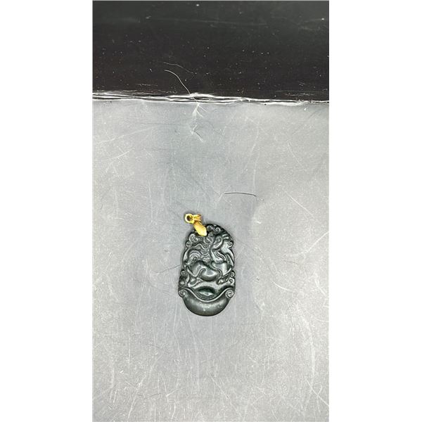 ANTIQUE JADE HORSE PENDANT WITH UNTESTED GOLD BAIL