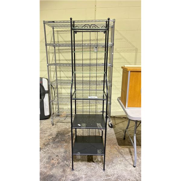 6 TIER METAL & GLASS SHELVING UNIT