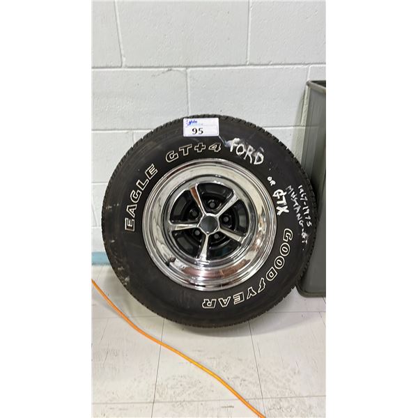 GOODYEAR EAGLE GT+4 P255/60R15 TIRE ON 5 BOLT CHROME RIM