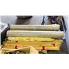 Image 2 : PALLET OF ASSORTED ITEMS INCLUDING; ROLL OF VAPOR BARRIER, ASSORTED WOOD & 2 ROLLS OF FLOORING