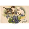 Image 2 : Novelty - Group of 6 Full Silk Cats - Kittens Greeting Postcards