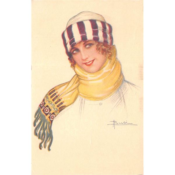 Set of 6 Signed Artist Pretty Ladies in Hats by Busi