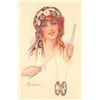 Image 3 : Set of 6 Signed Artist Pretty Ladies in Hats by Busi