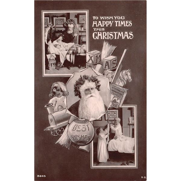 Group of 8 Tinted Photo Santa Claus Holiday Christmas Postcards