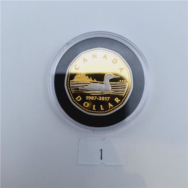 RCM 2017 $1 Pure Gold Coin - 30th Anniversary of the Loonie - Loon 31.16g 99.99% Gold