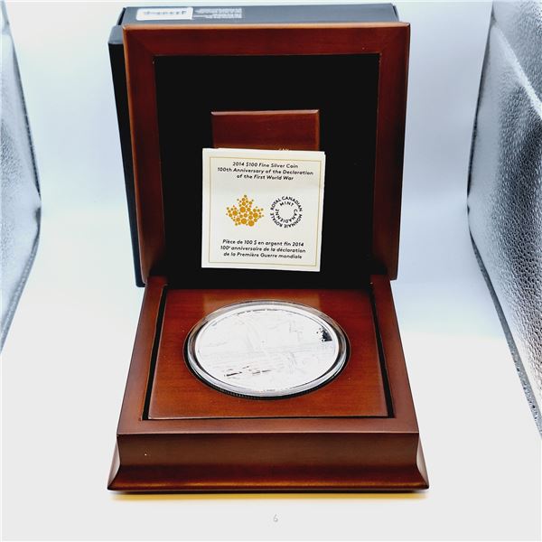 RCM 2014 $100 Fine Silver Coin - Declaration of the First World War 311.5g 99.99% Silver