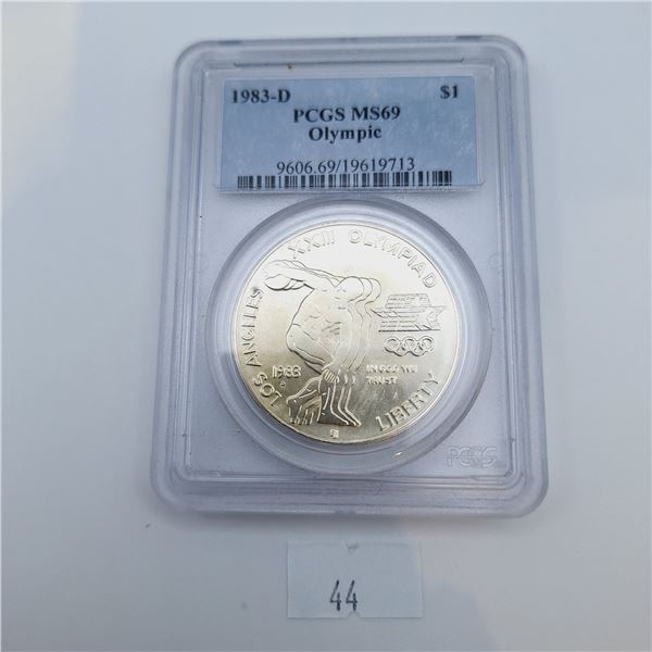 PCGS MS69 1983-D Olympic Silver Dollar 26.73g 90% Silver
