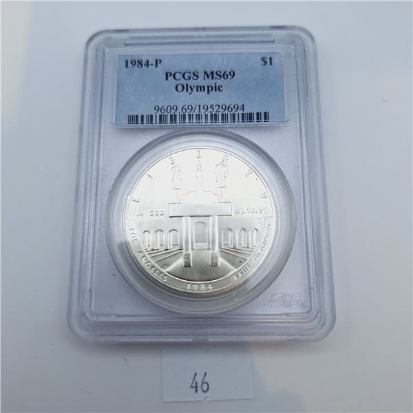 PCGS MS69 1984-P Olympic Silver Dollar 26.73g 90% Silver