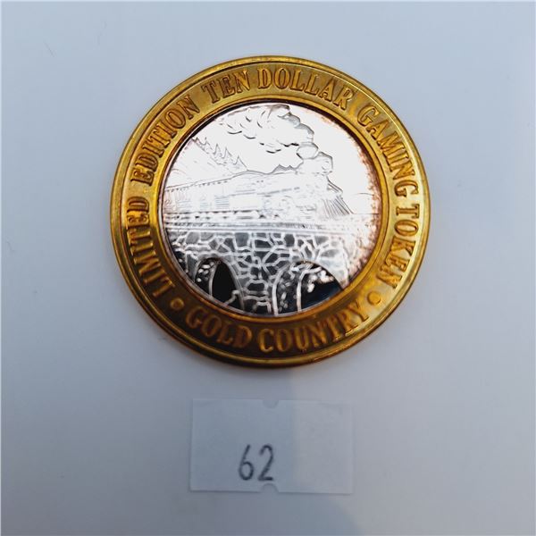 Gold Country Ten Dollar Casino Token 0.6oz .999 Silver