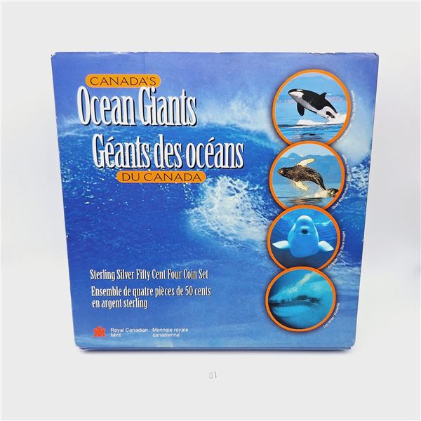 Canada's Ocean Giants Sterling Silver Fifty Cent 4-Coin Set 37.2g 92.5% Silver