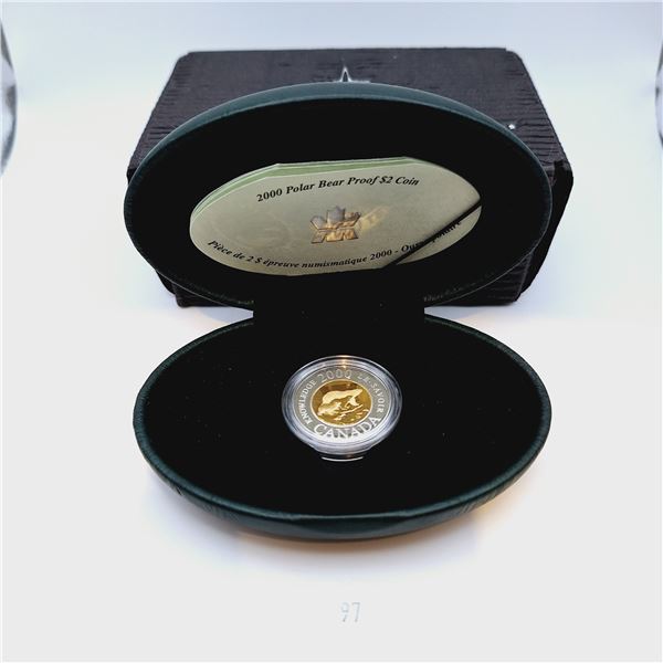 RCM 2000 Polar Bear Proof $2 Coin 8.83g Sterling Silver