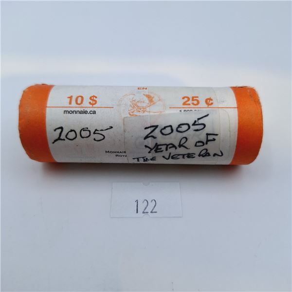 RCM 25 Cent Mint Roll 2005 Year of the Veteran $10 Face Value