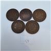 Image 1 : Five Canadian Large Cent Coins