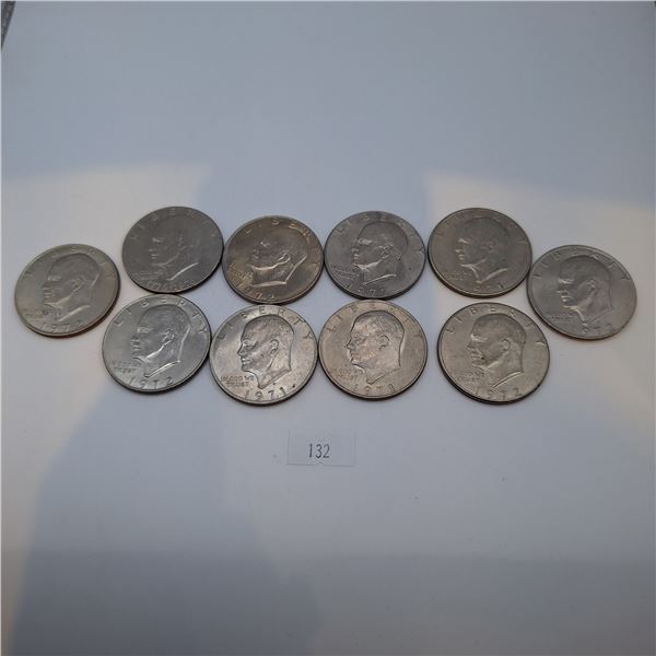 Ten American Eisenhower Dollars