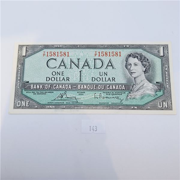 1954 Modified Canadian $1 Banknote Three Digit Repeater T/F