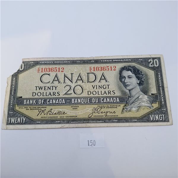 1954 Devil's Face $20 Canadian Banknote