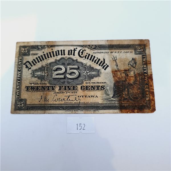 1900 Dominion of Canada 25 Cent Banknote