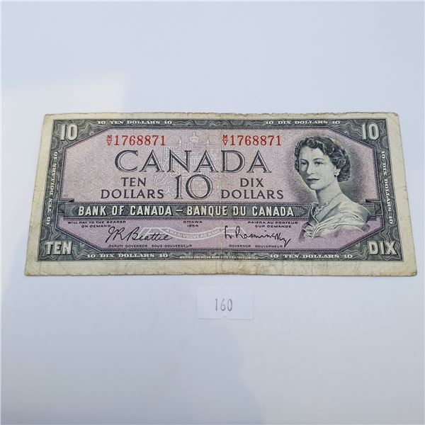 1954 Modified Ten Dollar Canadian Banknote