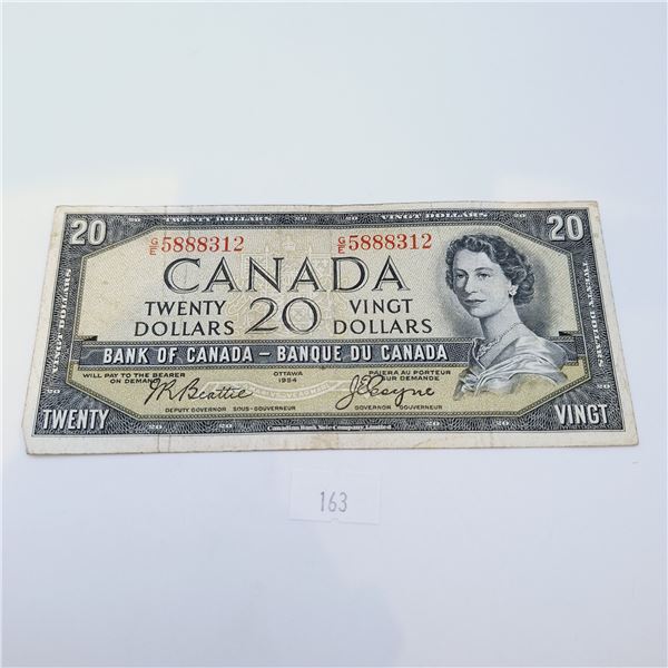 1954 Modified Twenty Dollar Canadian Banknote