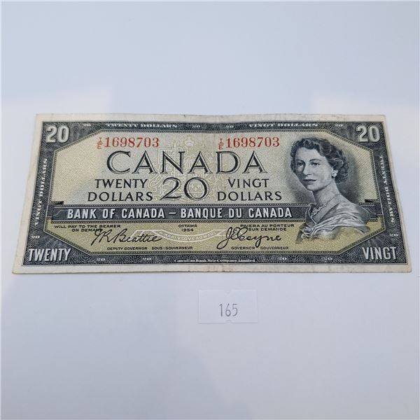 1954 Modified Twenty Dollar Canadian Banknote