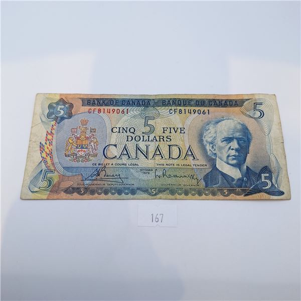 1972 Five Dollar Canadian Banknote