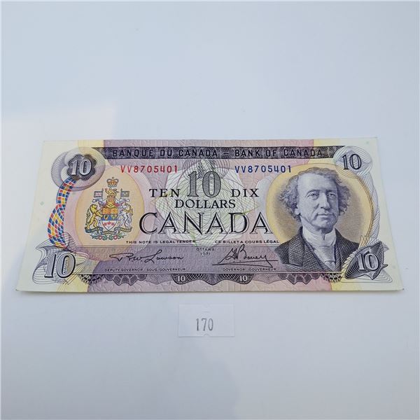 1971 Ten Dollar Canadian Banknote