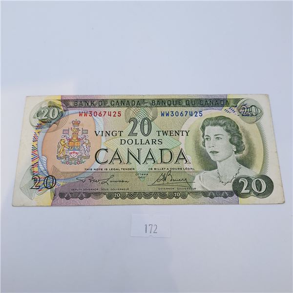1969 Twenty Dollar Canadian Banknote