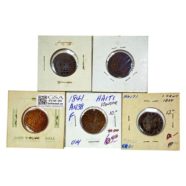 1831-1846 [5] Haiti Copper Centimes  XF