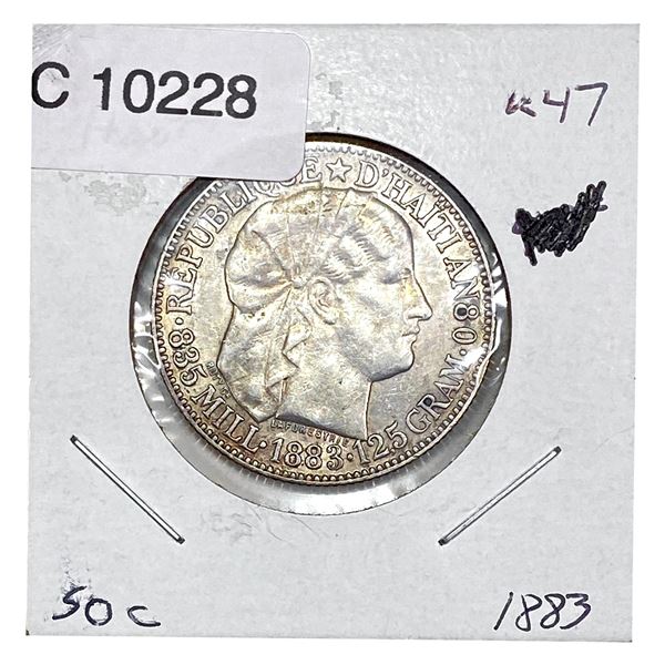 1883 Haiti Silver 50 Centimes MS