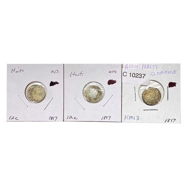 1817 [3] Haiti Silver 12 Centimes AU