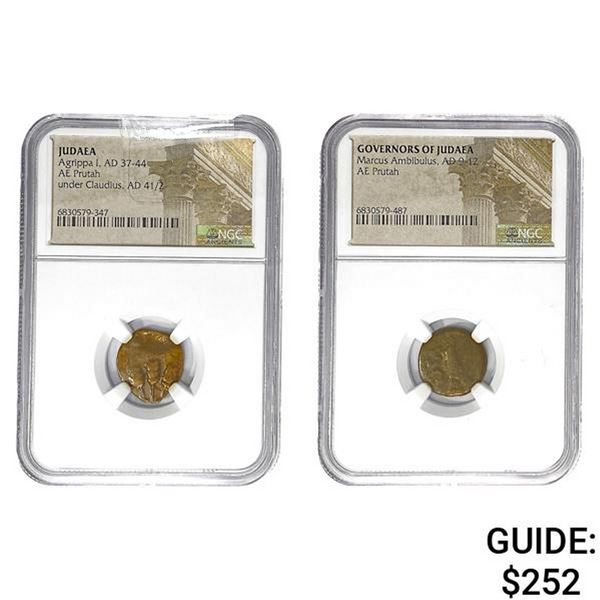 9-44 AD [2} Ancient Judaean Widows Mites NGC