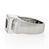 Image 6 : 14K White Gold 1.65 ctw Princess Iolite Bezel Solitaire Diamond Halo Brushed Rin