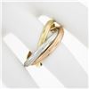 Image 3 : Tri Color Gold & Platinum Interlocking Polished Rolling Trinity Three Band Ring