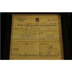 Canadian Radio Receiving Equipment License # 556965