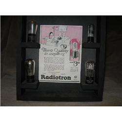display of 1920's RCA radiotron tubes