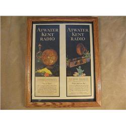 framed 1920's Atwater Kent radio advertising