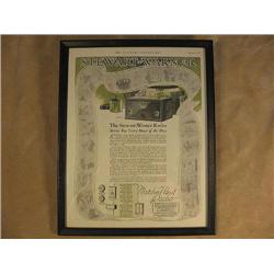 framed 1920's ad for Stewart Warner radio