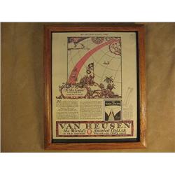 framed 1920's ad for Van Heusen