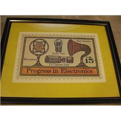 framed picture of 15 cent stamp, Progress in Electronics