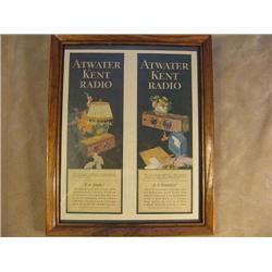 Framed 1920's Atwater Kent advertisement