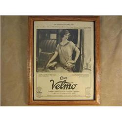 Framed 1920's Chase Velmo upholstery advertisement