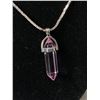 Image 2 : Beautiful Amethyst Pendant on A Silvertone Chain Necklace