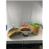 Image 1 : 2 Firewood Holders.1 Brass 1 Copper, Vitnage Fire Alarm Bell and a Woven Basket