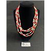 Image 1 : Vintage Multistrand Orange & White Pearl Necklace