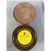Image 8 : 3 Vintage Collectible Tin Coffee Cans - 8.25"H Nabob "Hotel Blend" & 3.75" H Folger's & Yuban