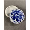 Image 2 : 2.75" Blue & White Asian Trinket Dish w/ Dragon Design On Lid