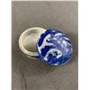 Image 2 : 2.5" Blue & White Asian Trinket Dish w/ Bird Design On Lid