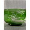 Image 2 : 1890-1900 Green Mary Gregory Glass Bowl,(Some Chips)