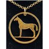 Image 2 : 10K Gold Plated Cut Out Horse Coin Pendant On 24" Chain Necklace